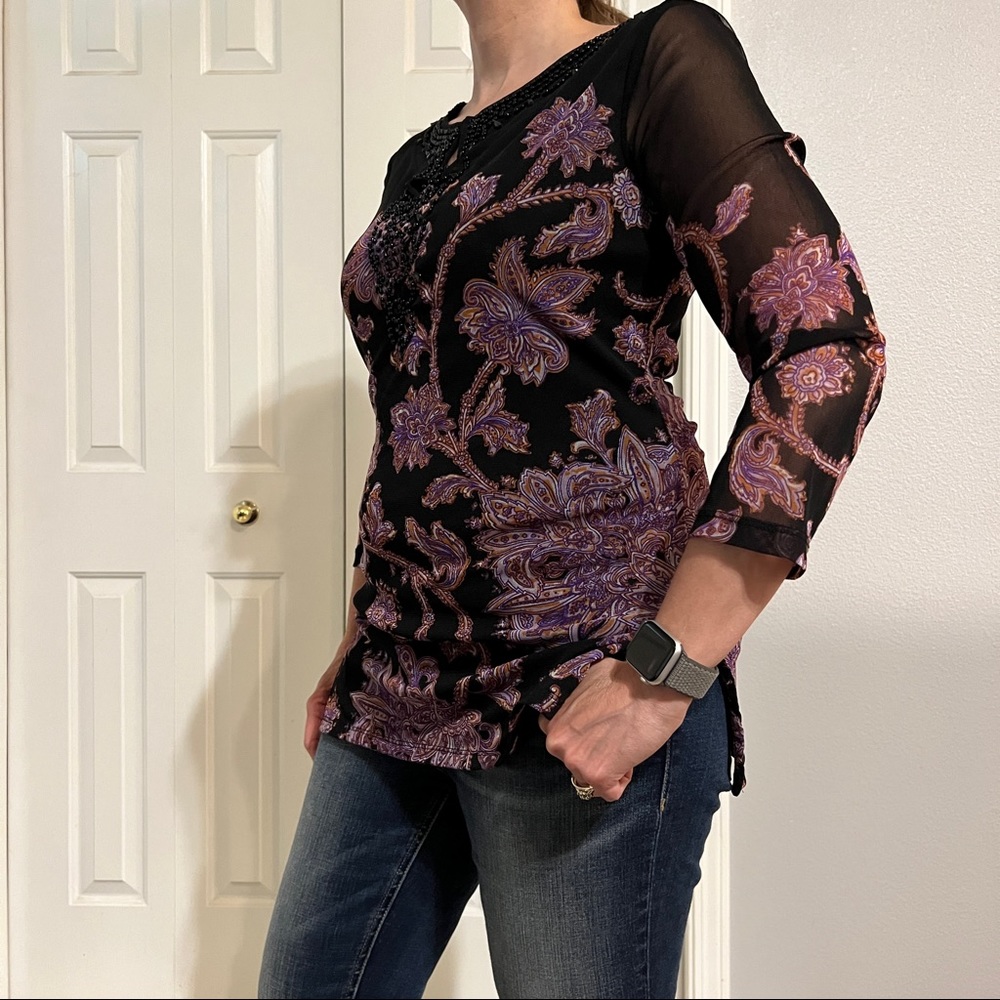 INC ORIENTAL PAISLEY TOP